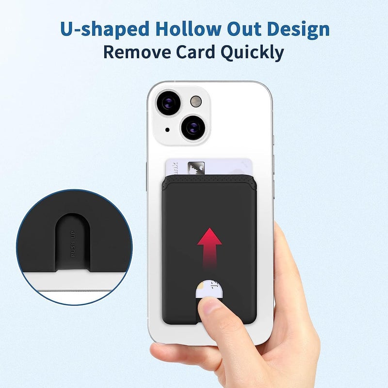 Senose Phone Card Holder, Silicone Anti Slip Out Phone Wallet Stick On Credit Card Holder, Id Card Pouch Compatible for iPhone 13/12 Pro Max Samsung Galaxy Smartphone, 3 Pack (Black) - Image 2
